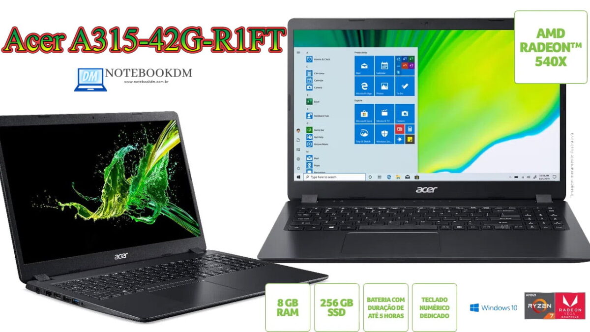 Notebook Acer A315-42G-R1FT é um Modelo intermediário para trabalhos gráficos e para rodar Jogos atuais !