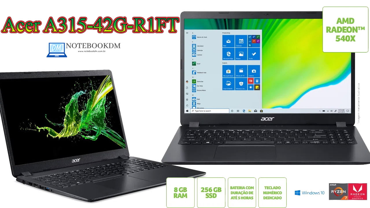 Notebook Acer A315-42G-R1FT é um Modelo intermediário para trabalhos gráficos e para rodar Jogos atuais !