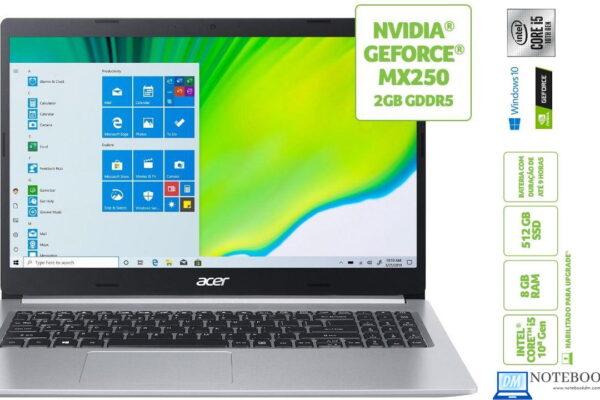 Notebook Acer A515-54G-59C0 chega com SSD de 512 Gigas, além de possui NVIDIA MX250 e I5 10210U !