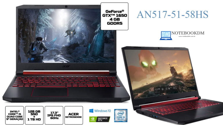 O Nitro 5 AN517-51-58HS é um Notebook Gamer com tela de 17.3 Polegadas e com uma Geforce GTX 1650 !