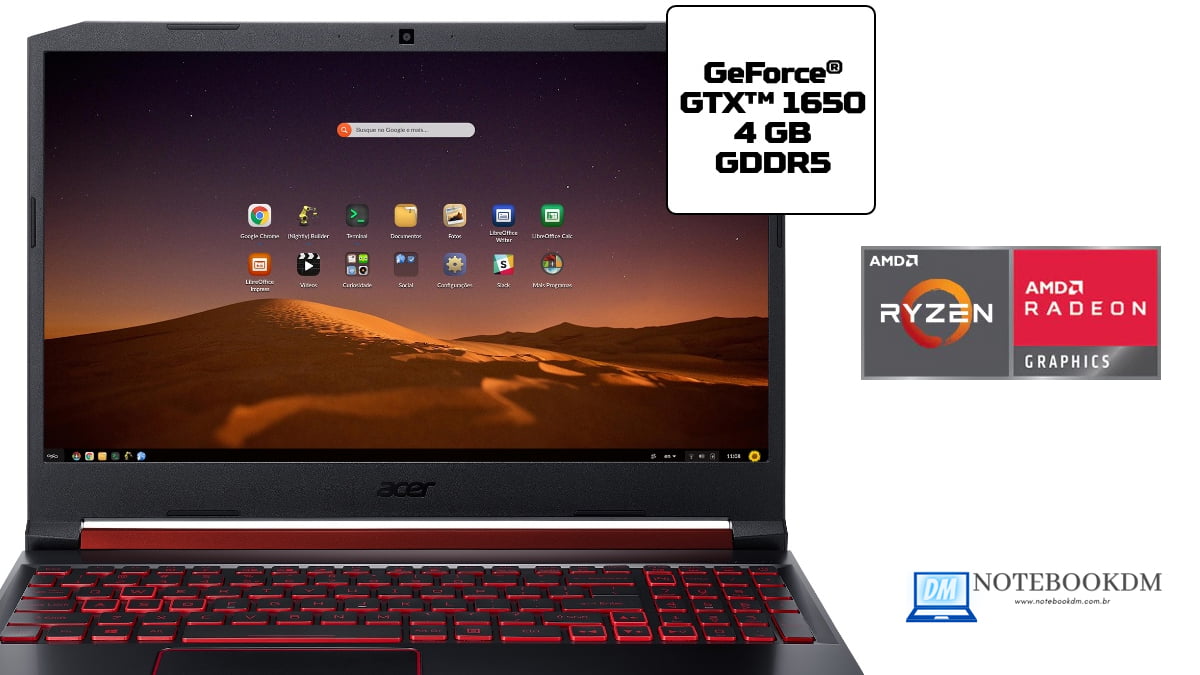 Notebook Acer Nitro 5 AN515-43-R9K7 com Ryzen 5 e uma GTX 1650