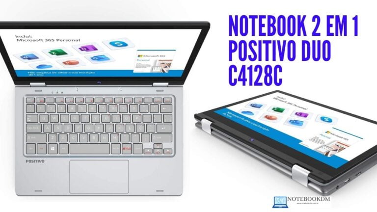 Notebook 2 em 1 Positivo Duo C4128C com tela IPS Full HD touch