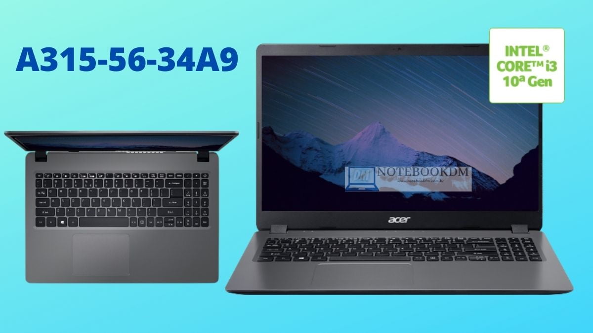 O Acer Aspire 3 A315-56-34A9 é um Modelo intermediário recomendado para estudar e trabalhar com projetos gráficos leves