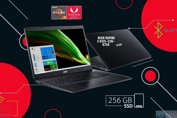 Acer Aspire 3 A315-23G-R759 com AMD Ryzen 7-3700U + SSD NVME 256 GIGAS + Vega 10 e Radeon™ 625