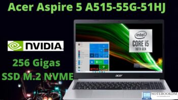 Acer Aspire 5 A515-55G-51HJ Notebook Novo com Geforce MX 350 + i5-1035G1 + SSD NVME 256 GB