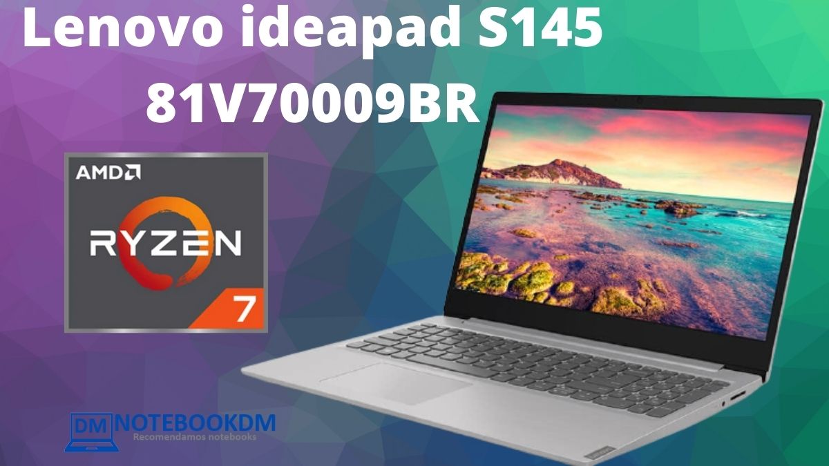 Lenovo ideapad S145 81V70009BR Com RX Vega 10 + Ryzen 7 + SSD NVME de 512 GIGAS e Tela Full HD