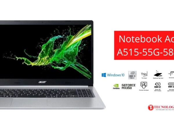 Notebook Acer A515-55G-588G com GEFORCE MX 350 SSD M2 PCIe NVME DE 256 GIGAS + Tela Full HD