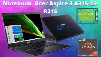 Notebook Acer Aspire 3 A315-23-R215 com RYZEN 7 3700U + 512 GB DE SSD NVME 12 GIGAS DE RAM E placa de vídeo Radeon™ RX Vega 10 A315-23-R215
