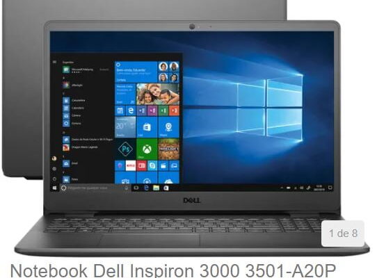 Notebook Dell Inspiron 3000 3501-A20P por R$ 3.134,05 á vista