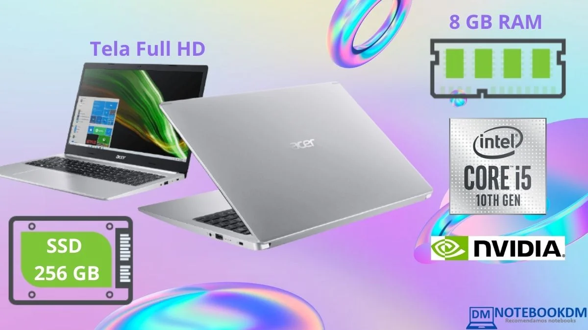 Notebook Acer Aspire 5 A515-54G-53XP é bom para trabalhos de escritório, projetos gráficos de nível médio e para rodar alguns jogos...