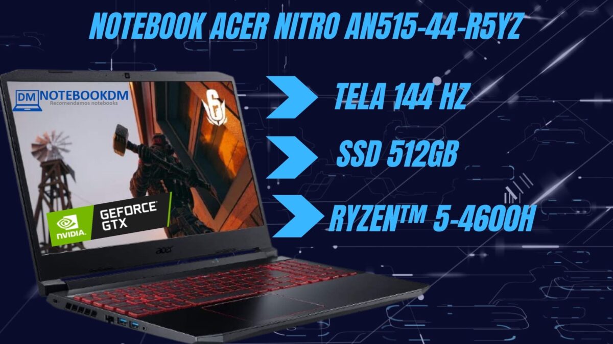 Notebook Acer Nitro AN515-44-R5YZ é bom GTX 1650 + Ryzen 5-4600H 16GB de RAM 512GB SSD NVME Tela Full HD IPS TECLADO RETROILUMINADO VERMELHO