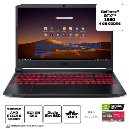 Notebook Acer Nitro AN515-44-R5YZ é bom GTX 1650 + Ryzen 5-4600H 16GB de RAM 512GB SSD NVME Tela Full HD IPS TECLADO RETROILUMINADO VERMELHO