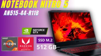 NITRO 5 AN515-44-R11B é bom ? Ryzen R7 + Tela de 144 Hz GTX 1650 de 4 GB VRAM GDDR6 Teclado retroiluminado na cor vermelha 8 GB DDR4 3200 MHz