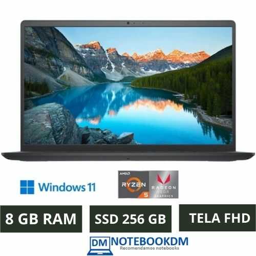 Notebook Dell Inspiron 15 a0500-MM10P 15.6" FHD AMD Ryzen™ 5 8GB 256GB SSD Windows 11 Preto