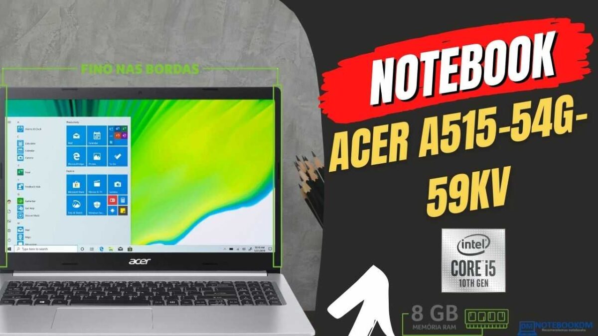Notebook Acer A515-54G-59KV com Design Premium com tampa em metal e excelente configuração.