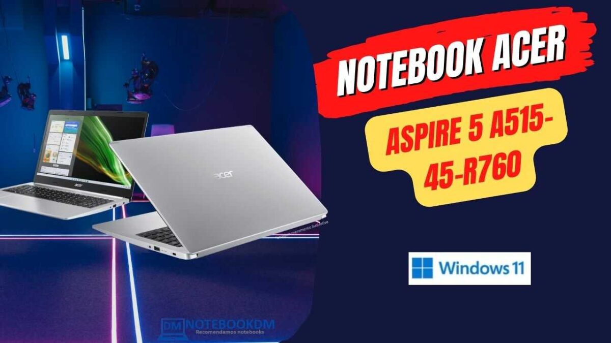 Notebook Acer Aspire 5 A515-45-R760 com Ryzen 7-5700U, Tela Full HD IPS e SSD NVME de 256 GB