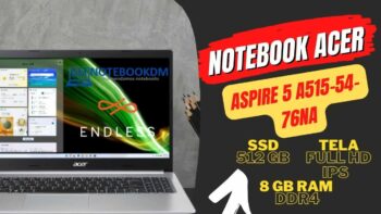 Notebook Acer Aspire 5 A515-54-76na com Tela Full HD IPS, Processador Intel Core I7 e SSD M.2 NVME de 512 Gigas.