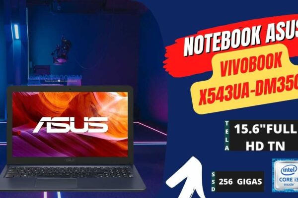 Notebook ASUS VivoBook X543UA-DM3507 com SSD de 256 Gigas + Processador Intel Core I3 e Sistema Operacional Endless OS