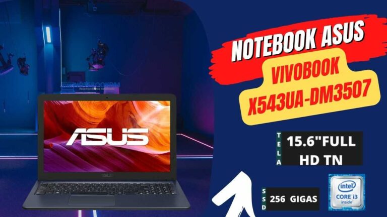 Notebook ASUS VivoBook X543UA-DM3507 com SSD de 256 Gigas + Processador Intel Core I3 e Sistema Operacional Endless OS