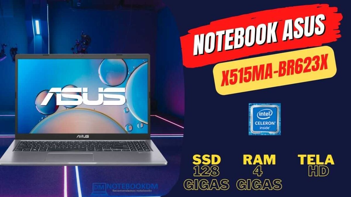 Notebook Asus X515ma-Br623x com SSD de 128 Gigas | Windows 11 PRO e 4 Gigas de RAM.