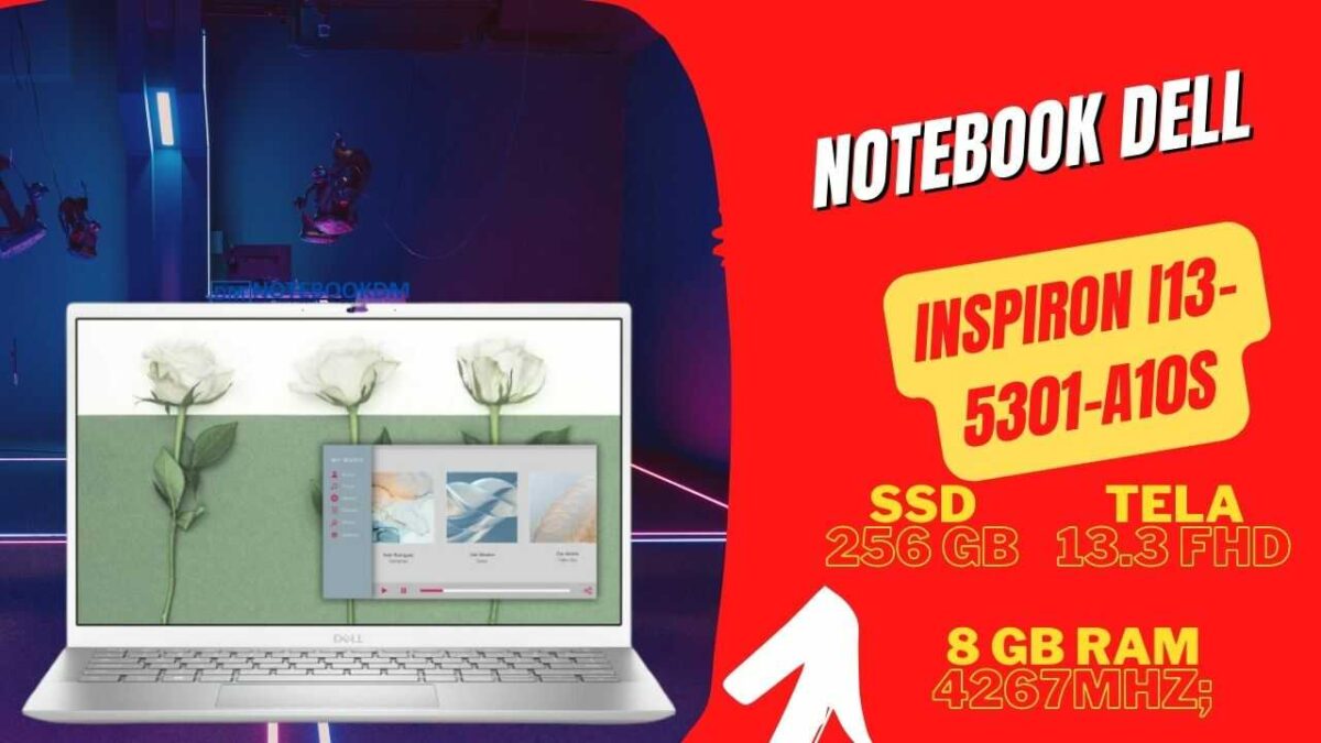 Notebook Dell Inspiron i13-5301-A10S com Tela Full HD de 13.3", SSD M.2 NVME de 256 Gigas + Intel Core i5-1135G7