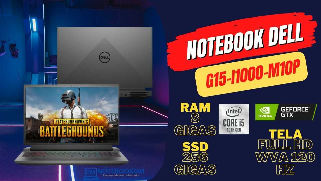 Notebook Gamer Dell G15-I1000-M10p Com Tela Full HD de 120 HZ + Geforce GTX 1650 + SSD de 256 Gigas.