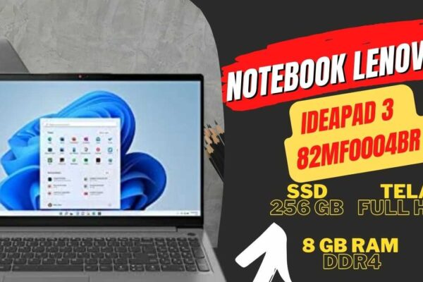 Notebook Lenovo IdeaPad 3 82MF0004BR com Processador AMD Ryzen™ 7 5700U, Tela Full HD, Windows 11 e SSD NVME de 256 Gigas.