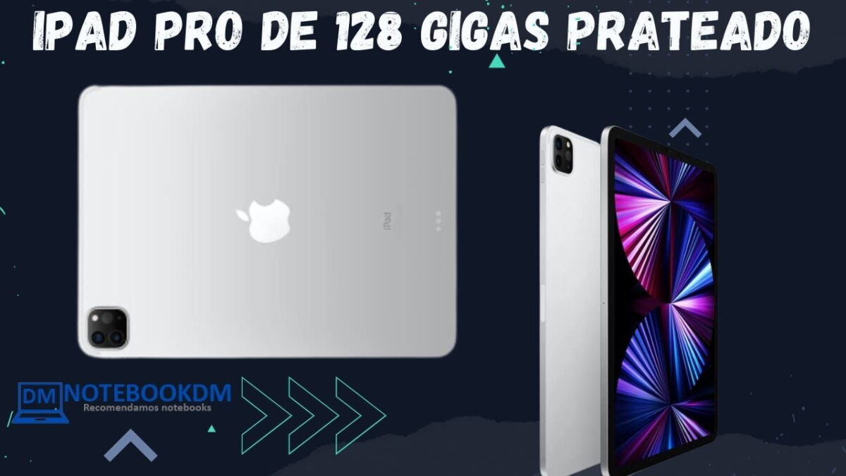 iPad Pro de 128 Gigas Prateado com tela Liquid Retina de 11 polegadas com ProMotion e Processador M1 da Apple.