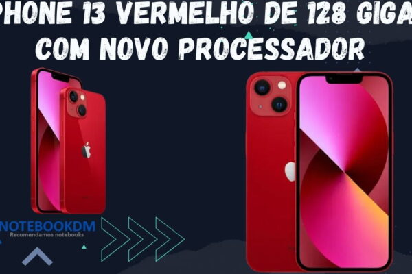 iPhone 13 Vermelho de 128 Gigas com novo Processador e Tela Super Retina XDR.