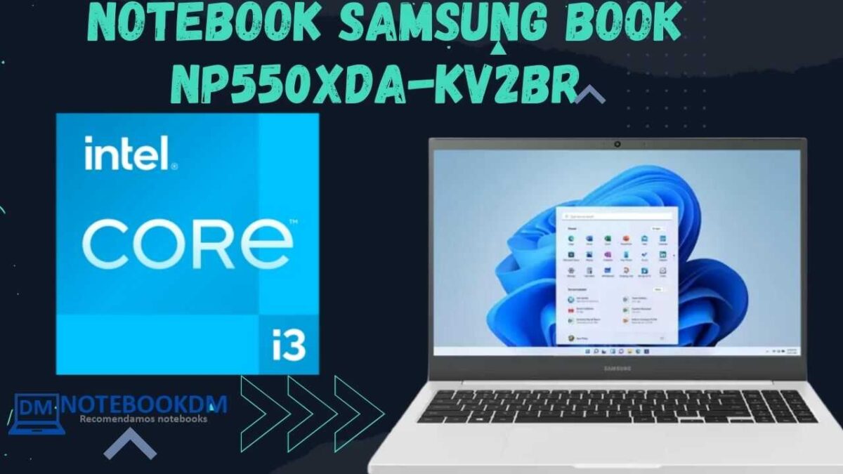 Notebook Samsung Book NP550XDA-KV2BR com Windows 11 HOME + Intel Core i3 11º Geração e na cor Branco
