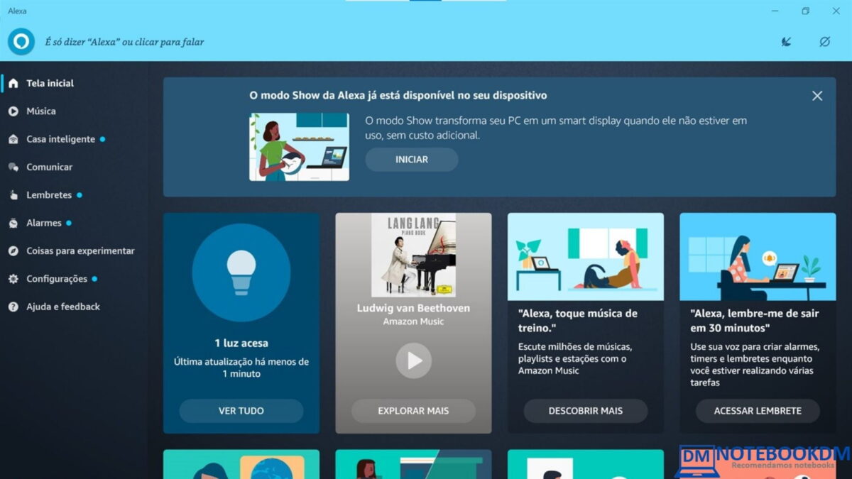 Alexa para Windows 10 e windows 11 gratis ! Ouça músicas e notícias Por comando de voz dado a inteligência artificial da ALEXA da Amazon.