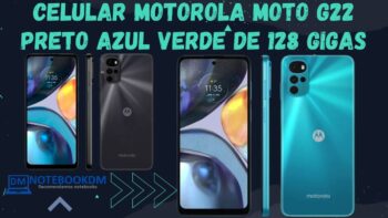 Celular Motorola Moto G22 Preto Azul Verde de 128 GIGAS + Processador Quad Core e 5 câmeras no total.