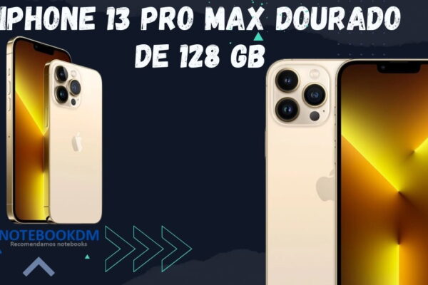 Iphone 13 Pro Max Dourado de 128 Gigas com Super Processador A15 Bionic + três câmeras de 12 MP.