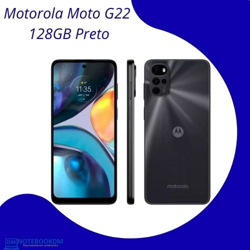 Celular Motorola Moto G22 Preto Azul Verde de 128 GIGAS + Processador Quad Core e 5 câmeras no total.