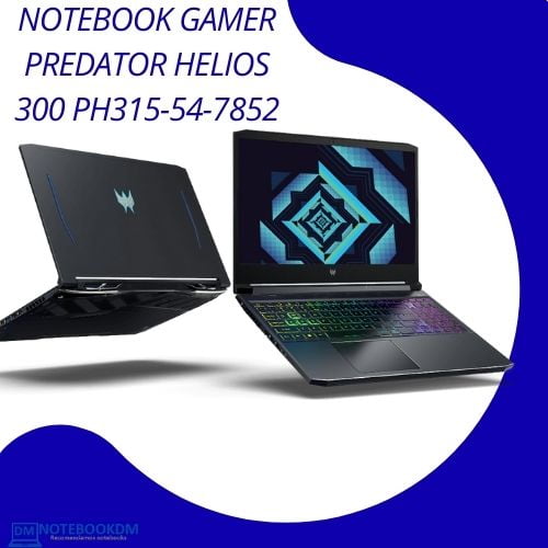Notebook Gamer Acer Predator Helios 300 PH315-54-7852 com Geforce RTX 3060 + 16 GB RAM e Tela Full HD de 144 hz.