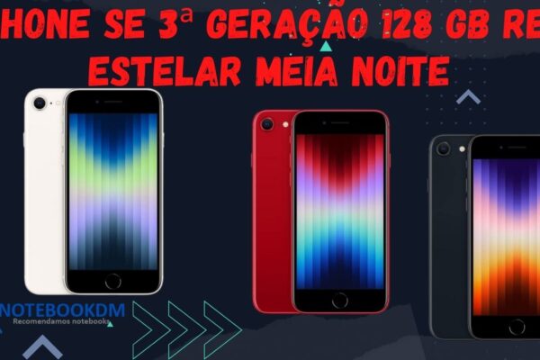 iPhone SE 3ª geração 128 GB RED ESTELAR MEIA NOITE COM A15 Bionic + Neural Engine de 16 núcleos