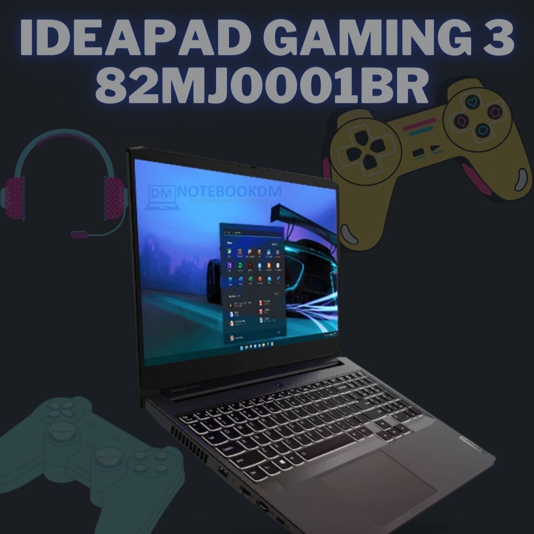 Notebook Ideapad Gaming 3 82mj0001br Com Ryzen 7-5800h e SSD M2 NVME 256 Gigas Windows 11 home + Tela Full HD IPS TECLADO RETRO ILUMINADO