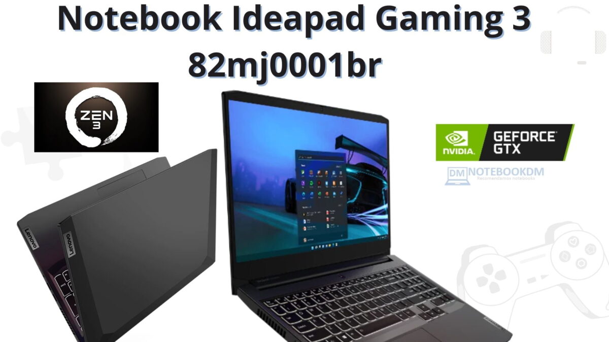 Notebook Ideapad Gaming 3 82mj0001br Com Ryzen 7-5800h e SSD M2 NVME 256 Gigas Windows 11 home + Tela Full HD IPS TECLADO RETRO ILUMINADO