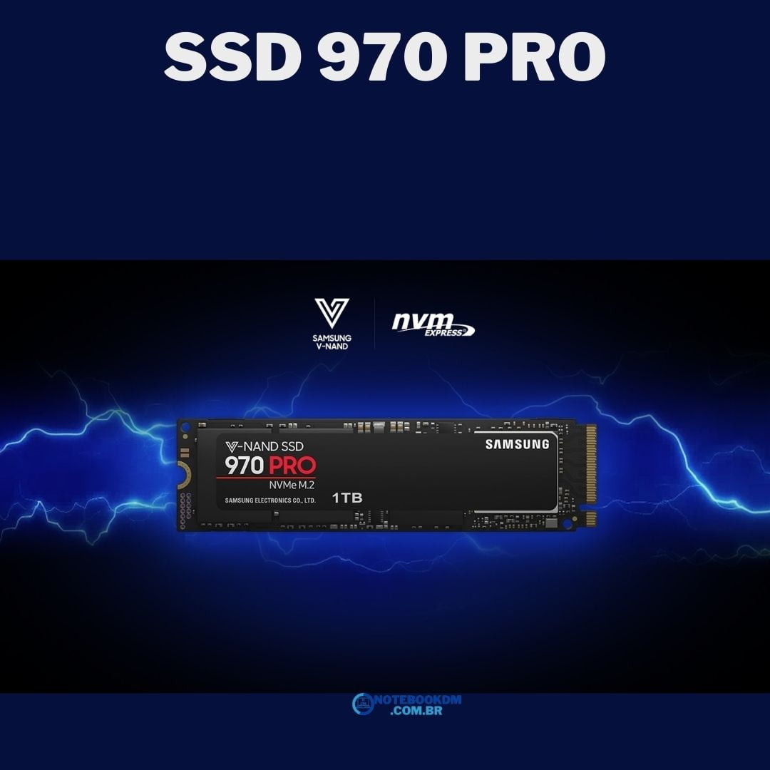 O SSD 970 PRO é do tipo M.2 e com tamanho 2280. Ele pode ser encontrado com 512 Gigas ou com 1 TB de espaço de armazenamento total. Os Notebook ou PC devem ter o slot compatível com interface PCIe Gen 3.0 x4, NVMe 1.3. 