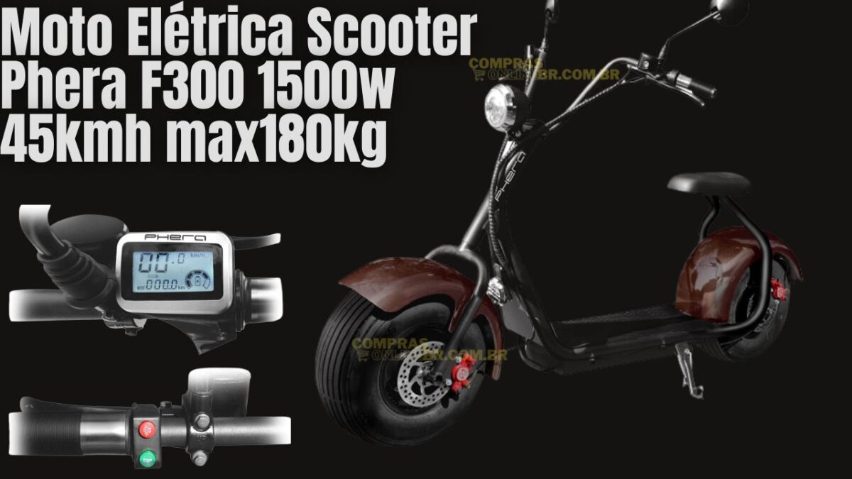 Moto Elétrica Scooter Phera F300 1500w 45kmh max180kg: opção 2022 para economizar na época que a gasolina custa tão caro.