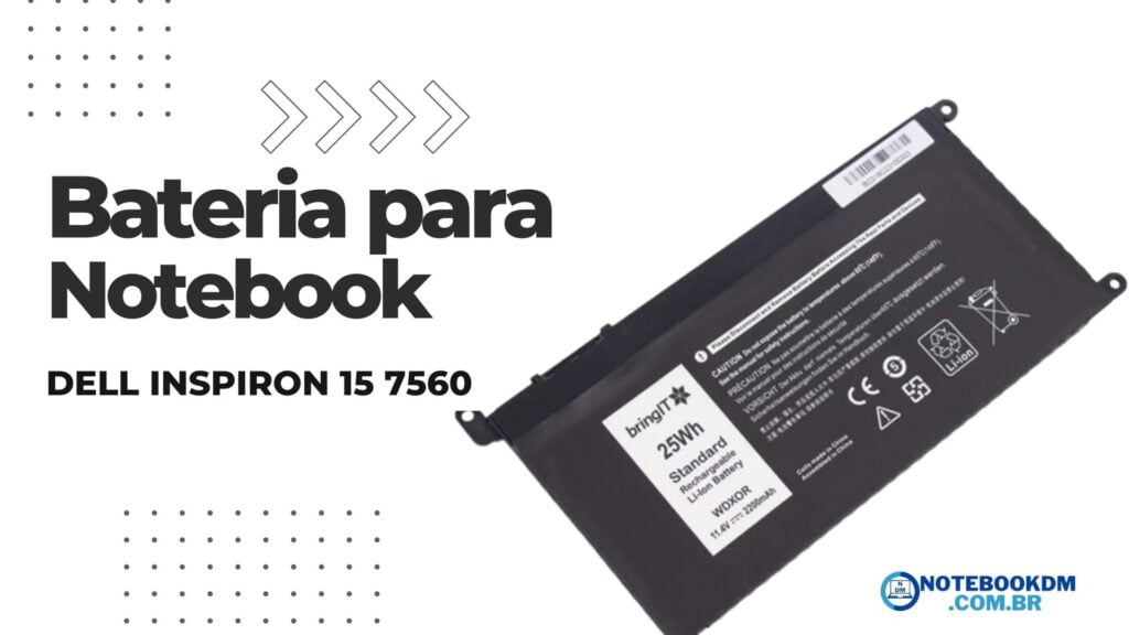 Bateria para Notebook Dell Inspiron 15 7560 - Peças de reposição 2 Bateria para Notebook Dell Inspiron 15 7560 - Peças de reposição