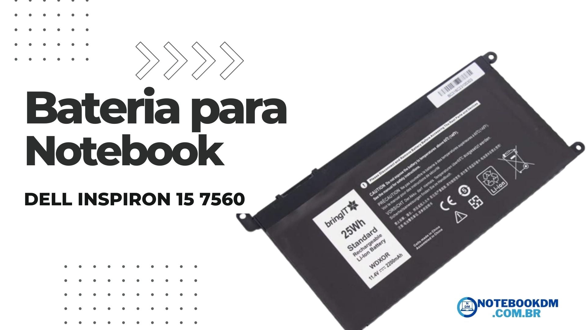 Bateria para Notebook Dell Inspiron 15 7560 - Peças de reposição