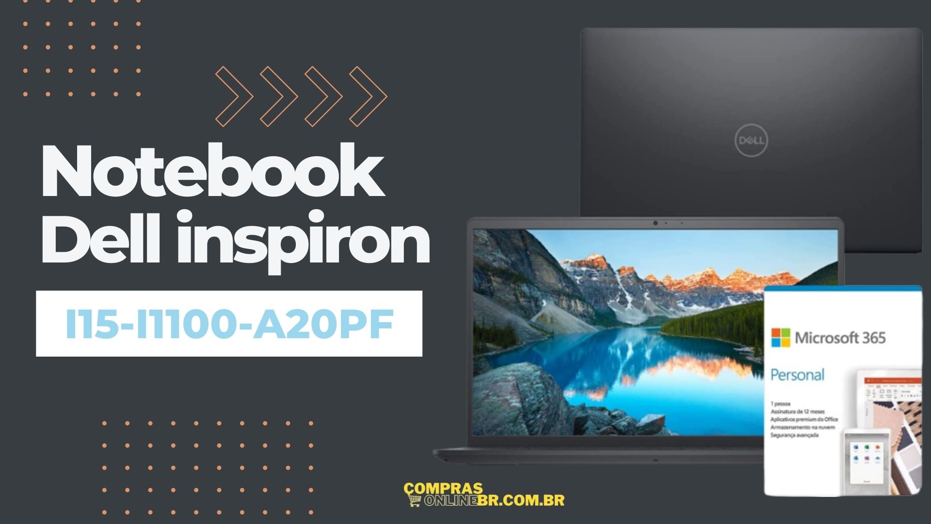 Notebook Dell Inspiron i15 i1100 A20PF COM TELA FULL HD WVA e SSD NVME de 128 GB