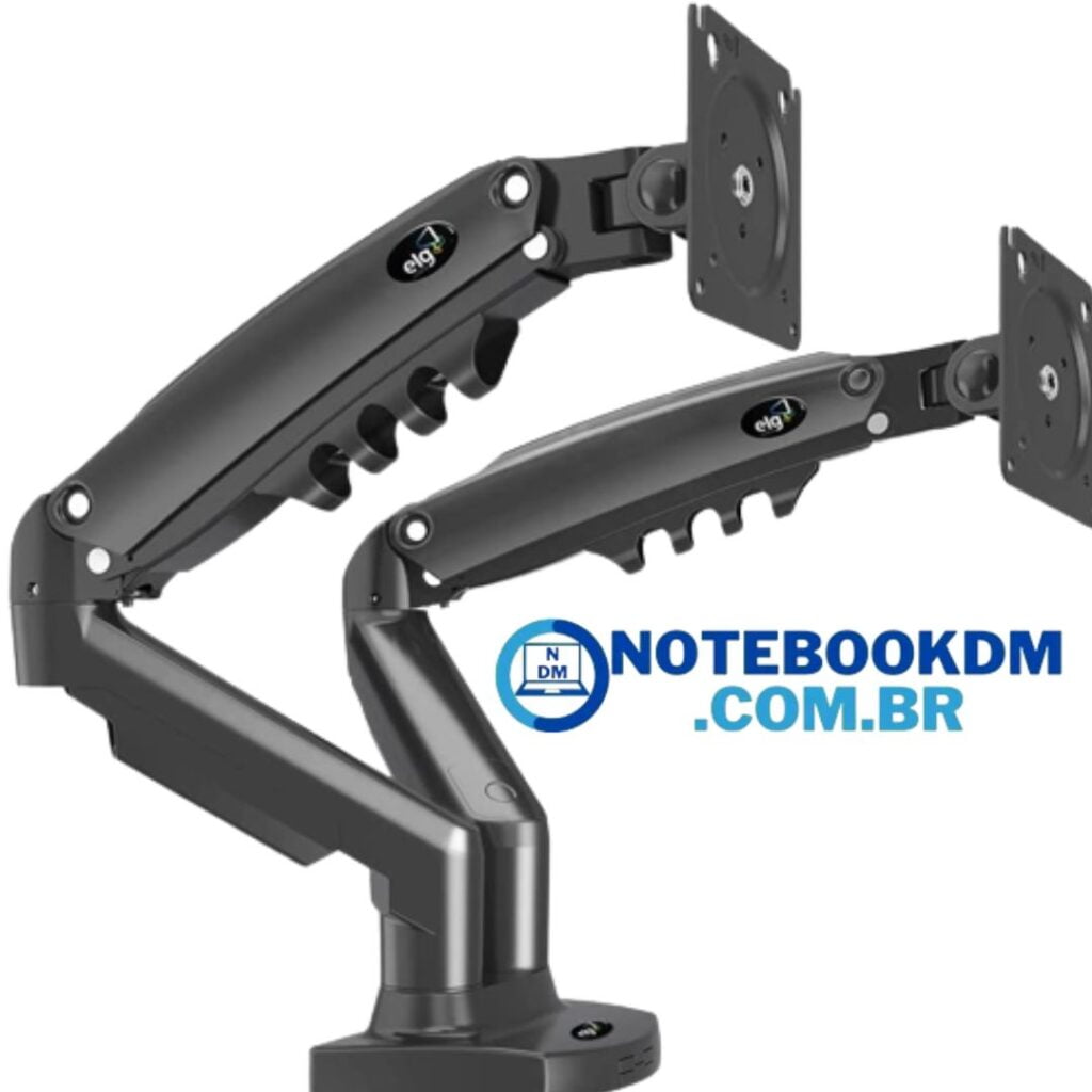 Suporte para 2 Monitores de até 35 Polegadas. Suporte Articulado de Mesa com Pistão a Gás.