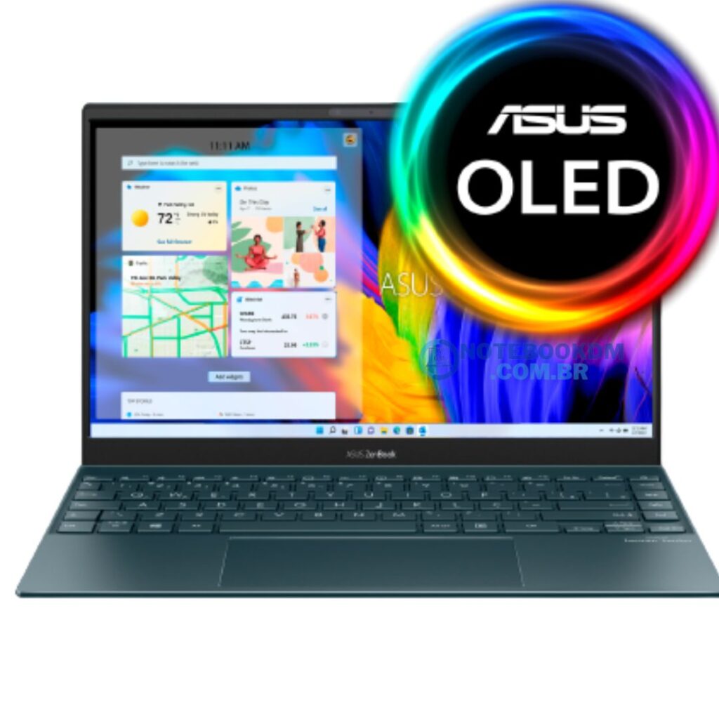Notebook com Tela OLED - Asus Zenbook UX325JA-KG302W: Notebook com tela de 13,3 polegadas OLED 16:9 Full HD.
