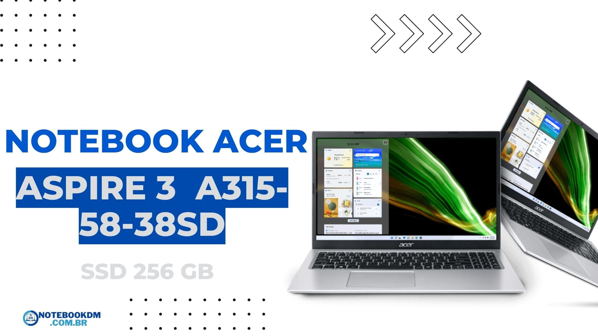 Notebook Acer A315-58-38SD: MODELO Aspire 3 com tela Full HD