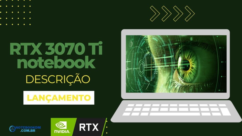 RTX 3070 Ti notebook com 8 GB GDDR6 1 RTX 3070 Ti notebook: c/ 8 GB GDDR6, tipo Mobile e clock de até 1485 MHz