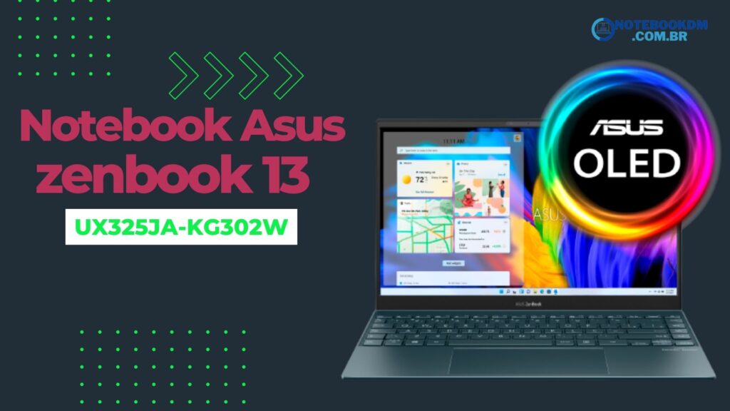 Notebook Asus Zenbook UX325JA-KG302W: Com tela OLED e Wi-fi 6 2 Notebook com Tela OLED - Asus Zenbook UX325JA-KG302W: Notebook com tela de 13,3 polegadas OLED 16:9 Full HD.