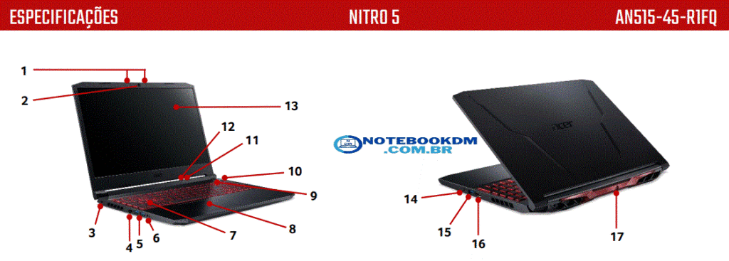 Nitro 5 an515-45: Modelos - lojas e ficha técnica 3 ACER NITRO 5 AN515-45-R1FQ: Notebook com Tela de 144 HZ e R7-5800H