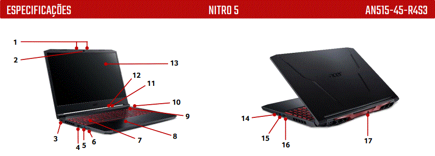 Nitro 5 an515-45: Modelos - lojas e ficha técnica 9 ACER NITRO 5 AN515-45-R4S3: Notebook Gamer com AMD Ryzen 7-5800H